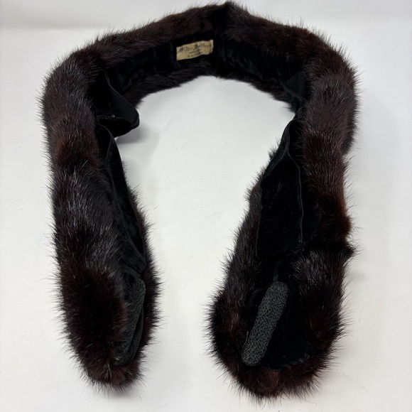 Vintage Miller Brothers Genuine Mink Fur Collar Dark Brown Detachable Estate - Picture 7 of 11